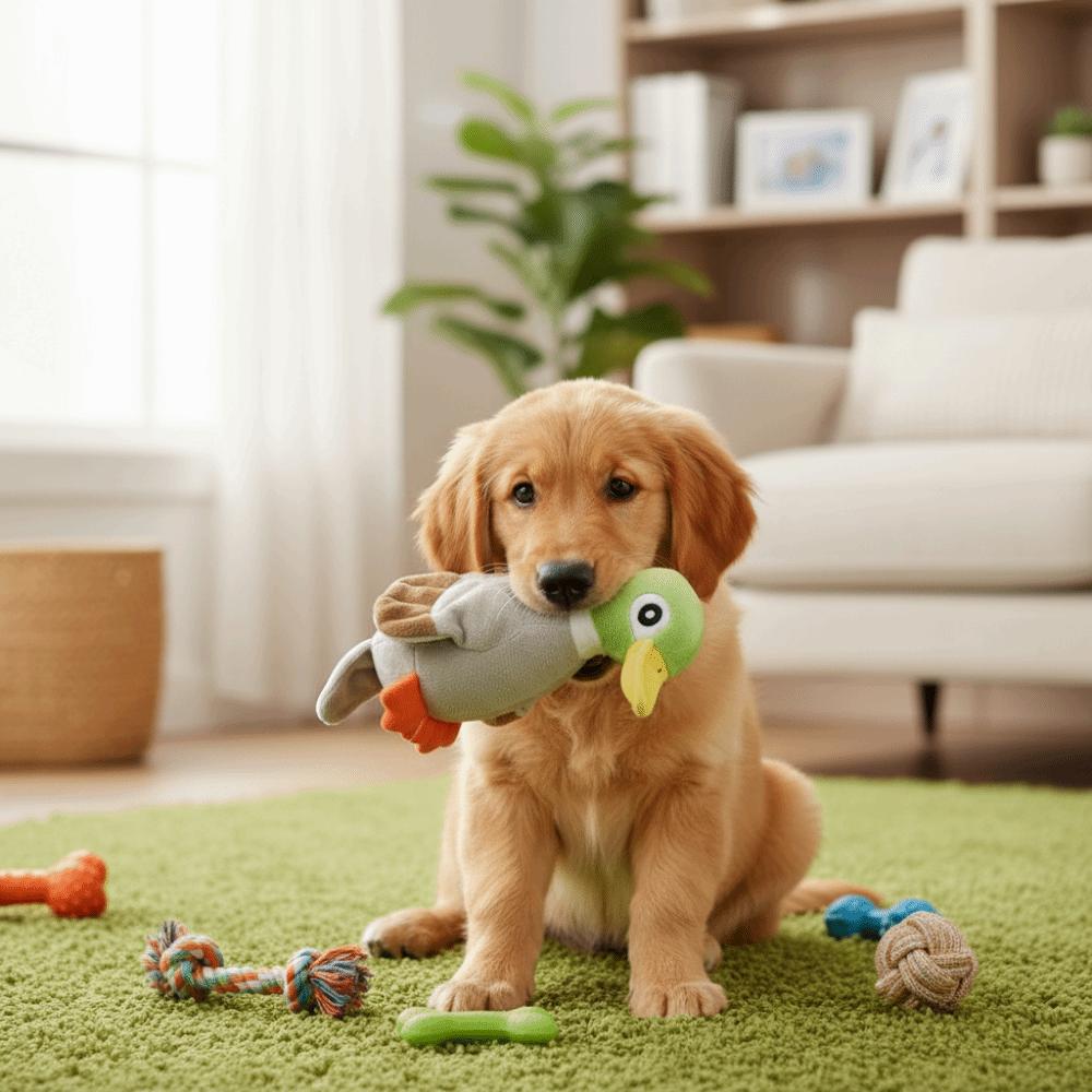 Bite-resistant Plush Duck Dog Toy Soft Plush Dog Chew Toy Cute Design Squeaky Dog Toy Puppy Play