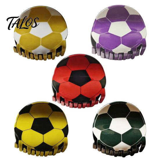 Resin Hair Clip Hairpin for Girl, Football Themed Clip, Large Curved Medium Burr-free Long Thick Curly Hair, Strong Elastic Grip Sports Style Fan Gift