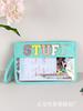 Transparent Letter Makeup Bag Large Capacity Storage Bag PVC Waterproof Cosmetic Bag Embroidery Splicing Household Storage