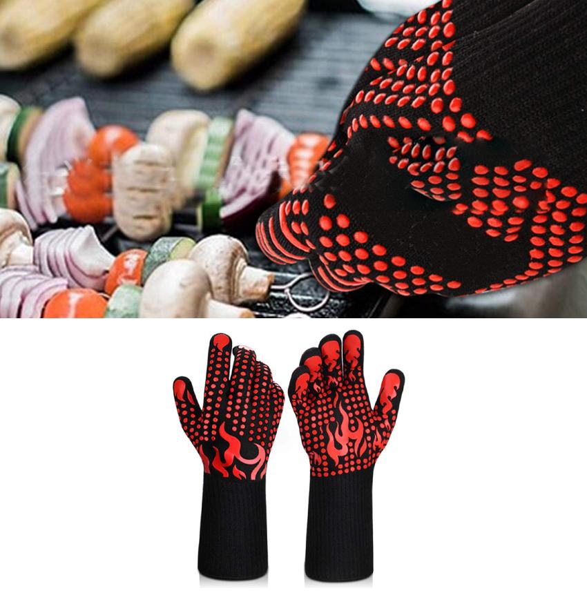 BBQ Gloves 1472 Fahrenheit  Heat Resistant Grilling Gloves Nonslip Silicone for Barbecue Cooking Baking