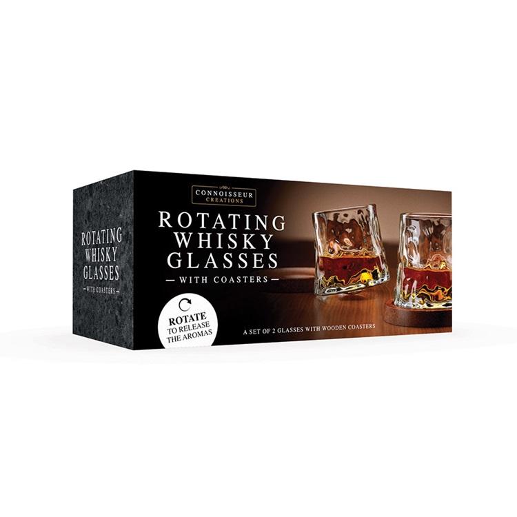 Zestaw szklanek do whisky kiwających się wirujących do drinków napojów