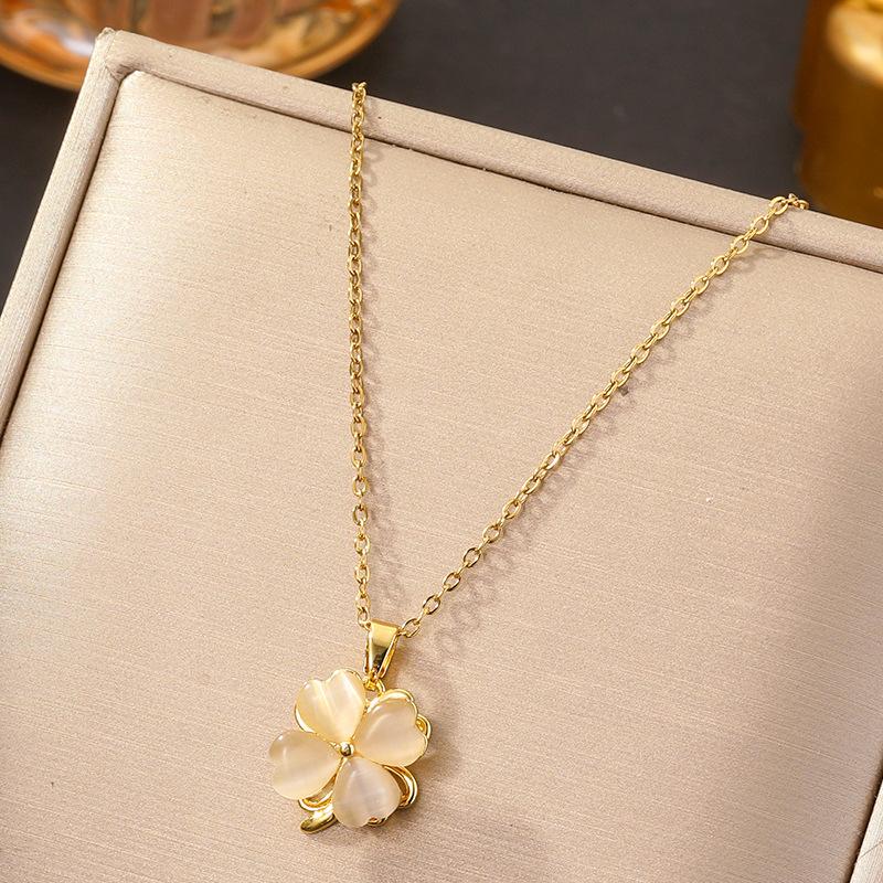 Rotatable Sunflower Pendant Necklace U Geometric Titanium Steel Light Luxury