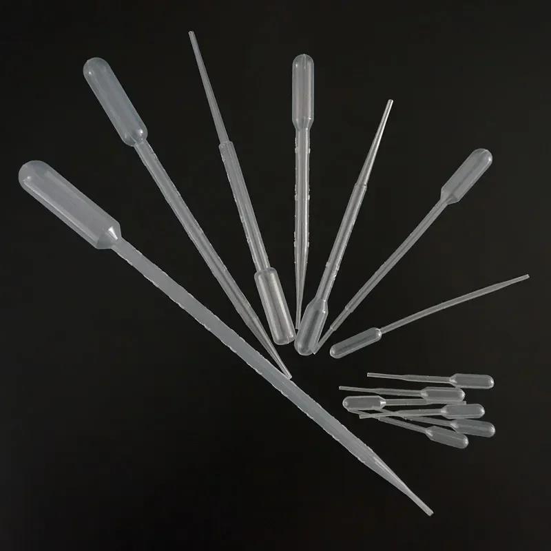 100 pezzi 0,2/0,5/1/2/3/5/10 ml Pipette da Laboratorio in Plastica Monouso Graduate Pasteur Pipette Contagocce Polietilene Strumenti per il Trucco