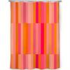 Rideau de douche rayé rose et orange d'été – Design géométrique vibrant, Facile à nettoyer, Crochets inclus, Décor de salle de bain pour les fêtes