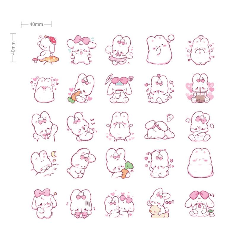 45 Pcs/pack Cute Rabbit Daily Kawaii Decoration Stickers Planner Scrapbooking Stationery Japanese Diary Adhesive Stickers