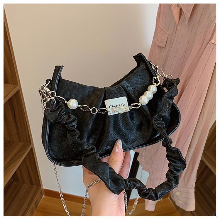 

Премиальная текстура нишевая маленькая сумка женская 2024 новая плиссированная сумка подмышку знаменитости Интернет универсальная модная сумка через плечо чёрный