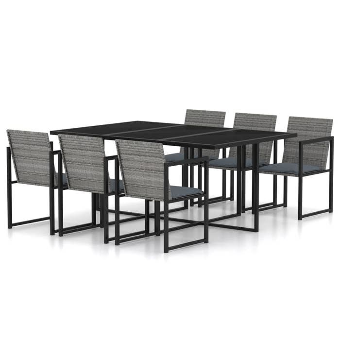 Maison Exclusive - Salon de jardin 7 pcs avec coussins Résine tressée Gris