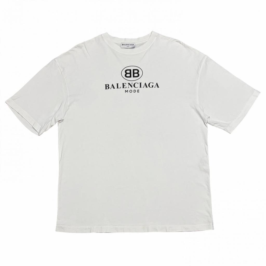 BALENCIAGA BB Logo T-Shirt White Men's Size XS Model 492258
