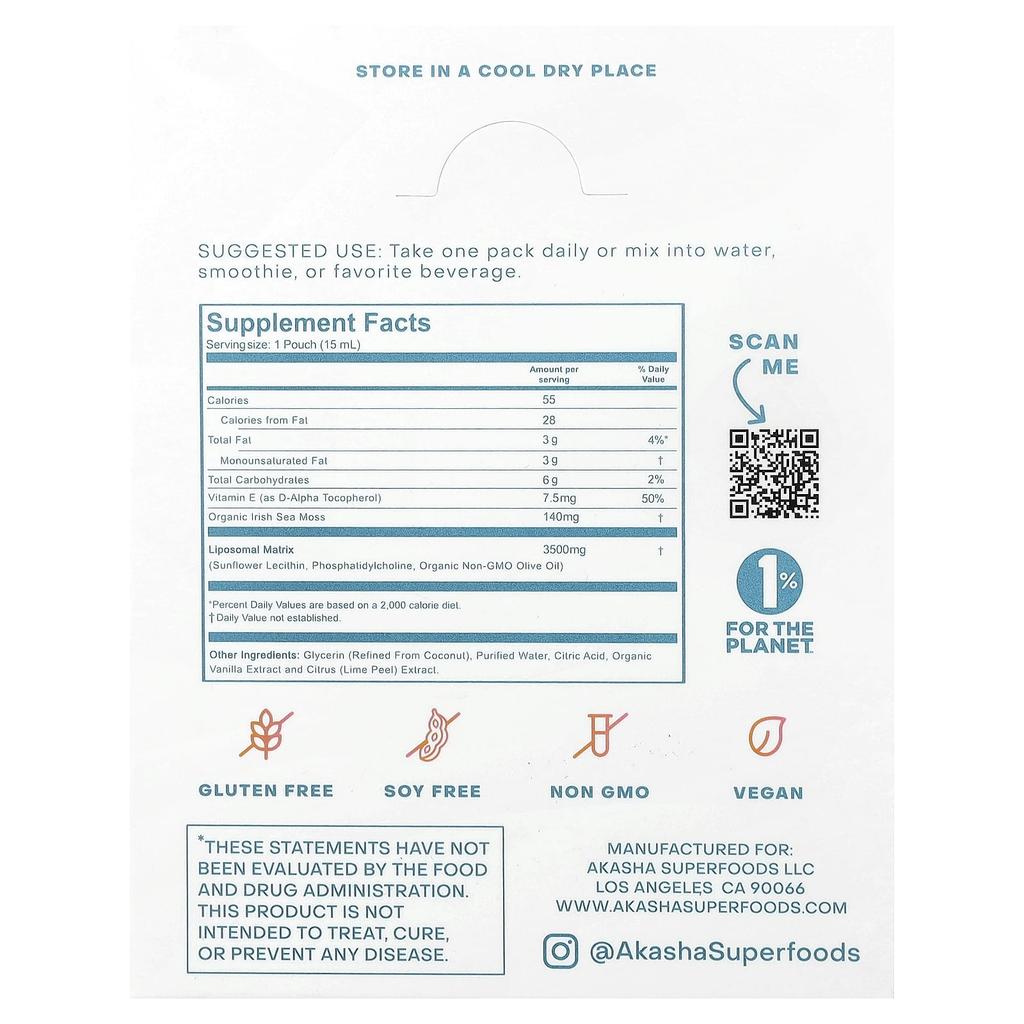 Akasha Superfoods, Liposomales Meeresmoos-Gel, Süße Zitrusfrüchte, 30 Päckchen, 15 ml (0,5 fl oz) Jeder