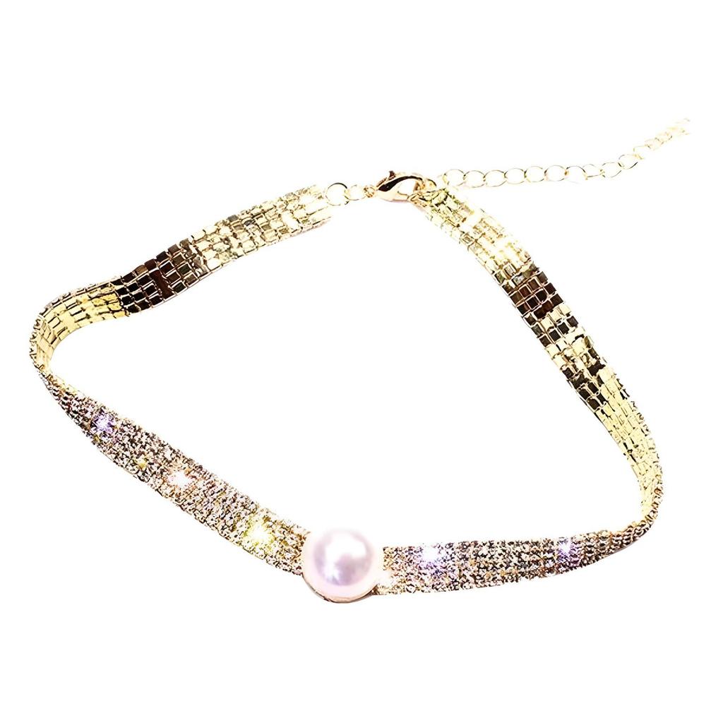 Trendy Summer Bow & Rhinestone Tassel Choker Necklace for Women