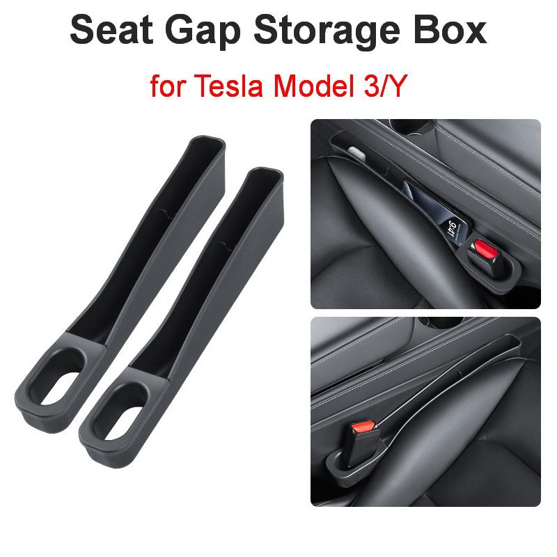 2PCS Seat Gap Storage Box for Tesla Model 3 Y Strip Crevice Organizer Filler Pocket Multifunction Wallet Keys Card Phone Holder