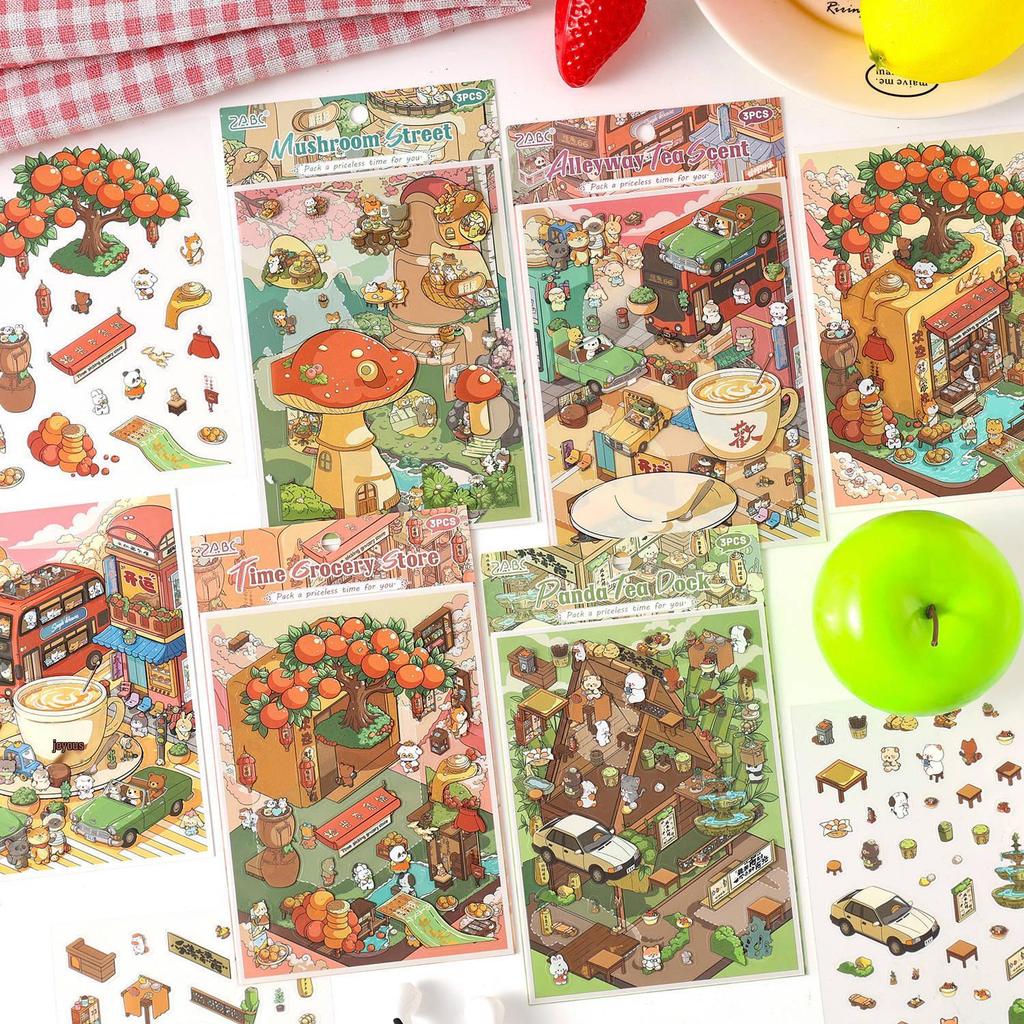 Kusang ZABC Time Memoir Series: 3D Chinese Style Diary Stickers - 4 Fun Designs