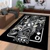 Playing Card Style Queen Design Carpet - Black White Graphic Rug Suitable for Use As an Anti-slip for Living Room Bedroom Sofas