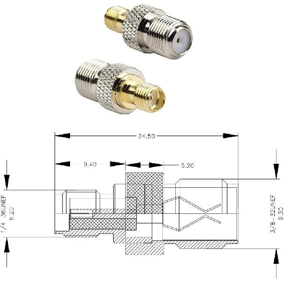 F Type to SMA Male Female Coax Connector Coaxial Adapter 2 Sets 6 Pcs