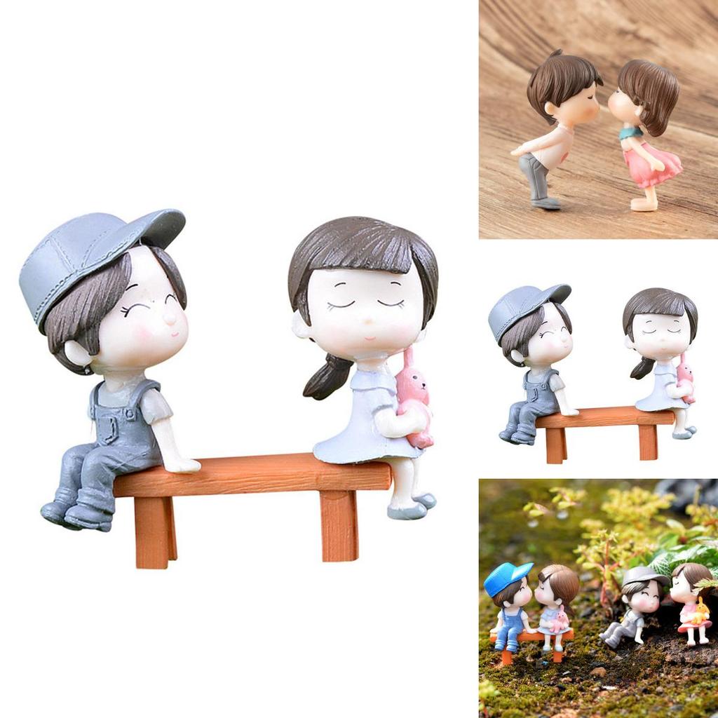 Urocze Lalki Całującej się Pary Do Rękodzieła Ozdoba do Mikro Ogrodu