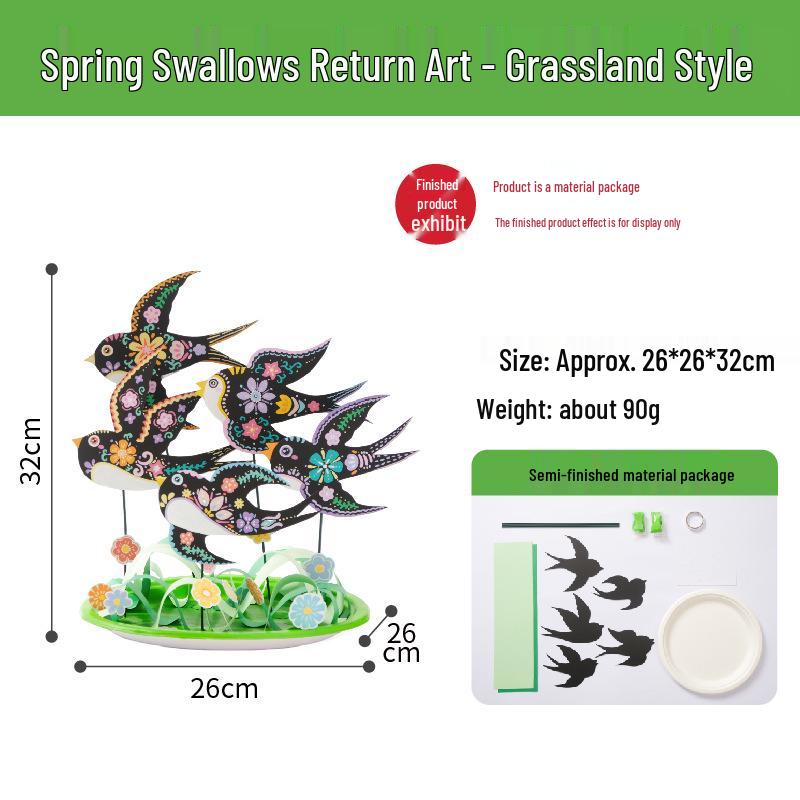 Handmade 3D Clay Swallow Craft Kit for Kids – Creative DIY Spring Art Materials for Kindergarten