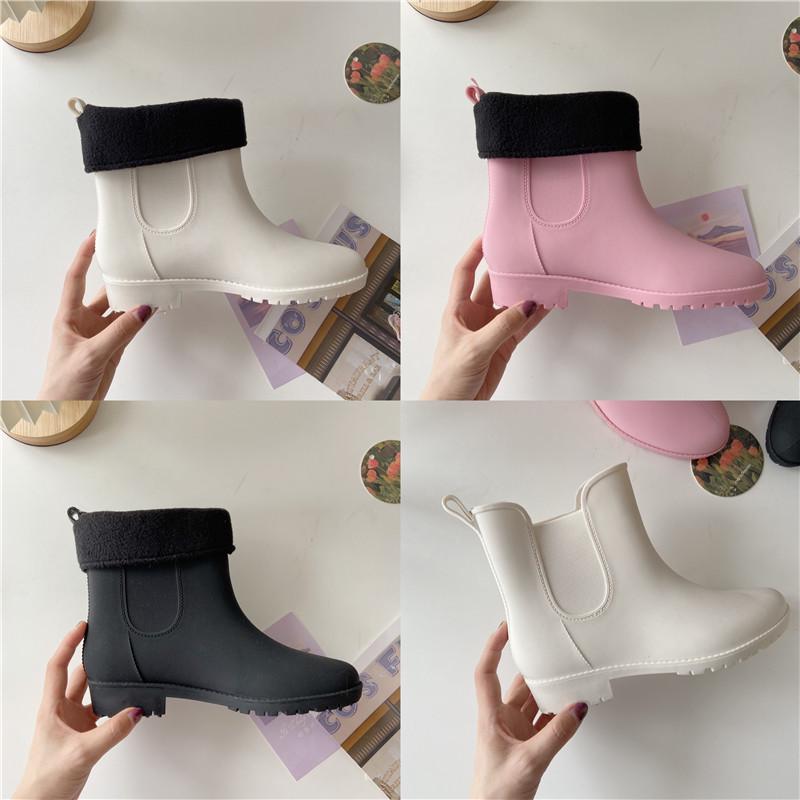 Women's Waterproof Short Rain Boots: Fashionable, Non-Slip Velvet Overshoes, Rubber Water Shoes.