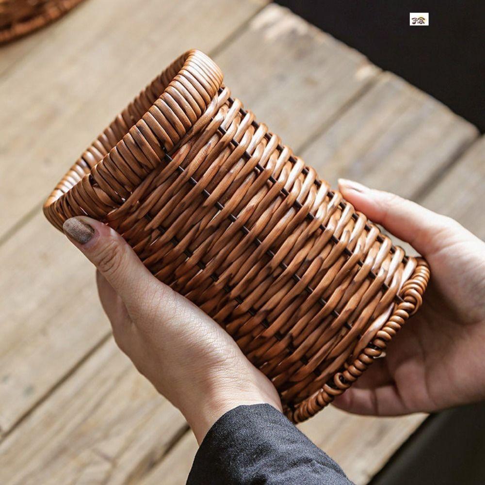 Durable Chopstick Barrel Multifunctional Woven Drain Chopsticks Rack Woven Round Chopsticks Tube