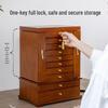 Caja de Joyería Grande de Madera Maciza Estilo Retro con Cerradura, Almacenamiento Multicapa para Collares, Pendientes y Anillos - Estilo Tendencia Nacional China