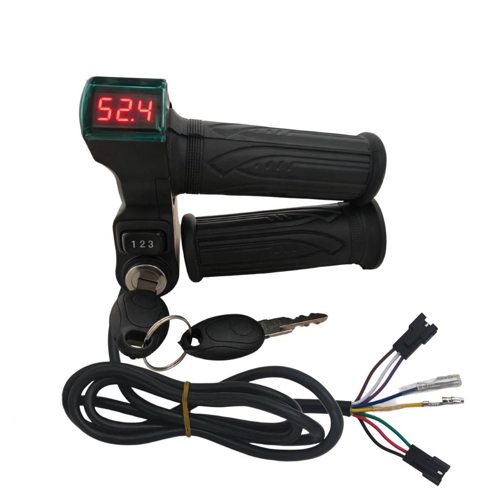 Red Screen Handlebar Grip Lock & Three-Speed Voltage Display Electric Scooter Throttle Grip