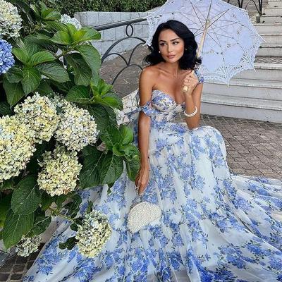 "Elegant Strapless Organza Fairy Evening Dress for Women - European & American Summer Fashion"