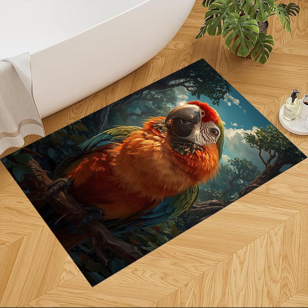 Tropical Parrots And Flowers Non-Slip Home Carpet Design for Office Decor Living Room Bedroom Gift