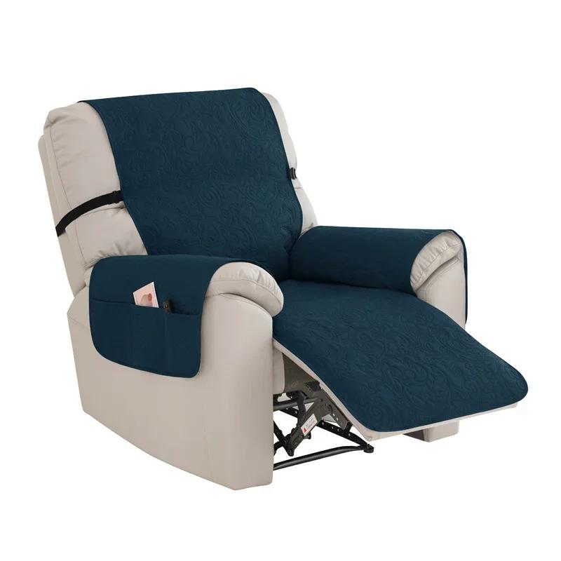1 Seat Quilted Recliner Sofa Cover Dogs Pets Anti-Slip Chair Covers with Elastic Strap Anti-wear Lazy Boy Armchair Slipcovers