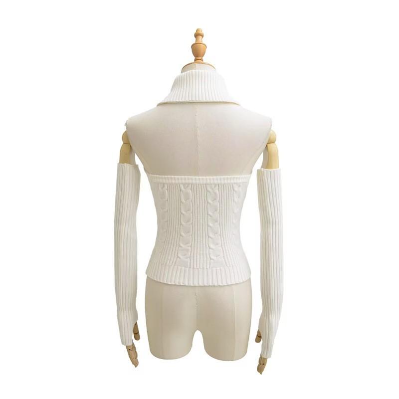 Sexy Slim Fit Turtleneck Sleeveless Knit Sweater Short Top Women
