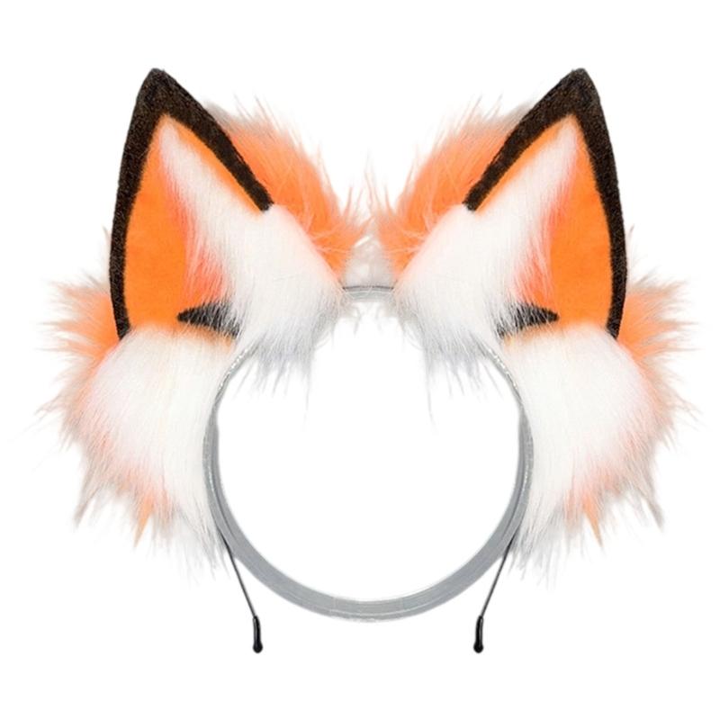 Halloween Foxes Ear Headpiece With Plush Tail Accessory Soft Furry Plush Costume Accessory For Family Parties