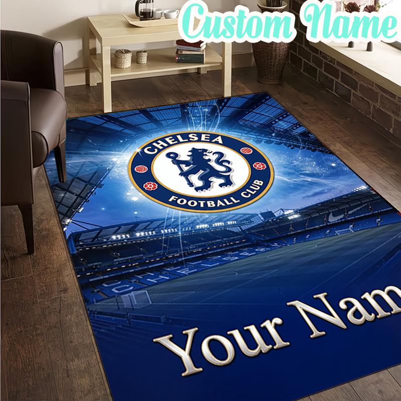Custom Name Chelsea Fc Champions League Rug, Office Rug, Chair Rug, Carpet for Living Rooms, Doormat Game Rug Home Decor Christmas Gifts