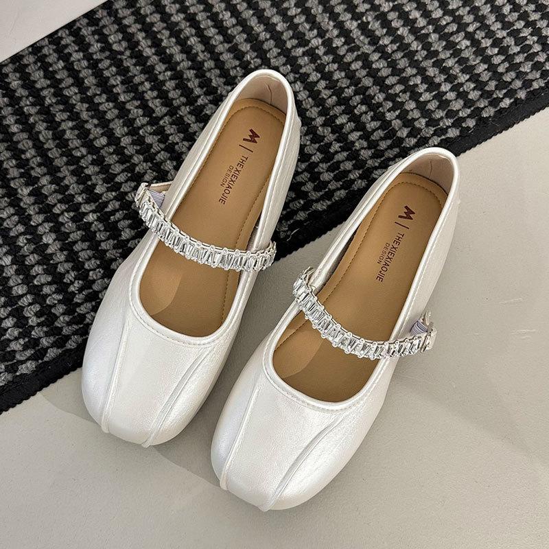 Beautiful matching skirt ballet Mary Jane single shoes women's spring and autumn new flat French small leather shoes women