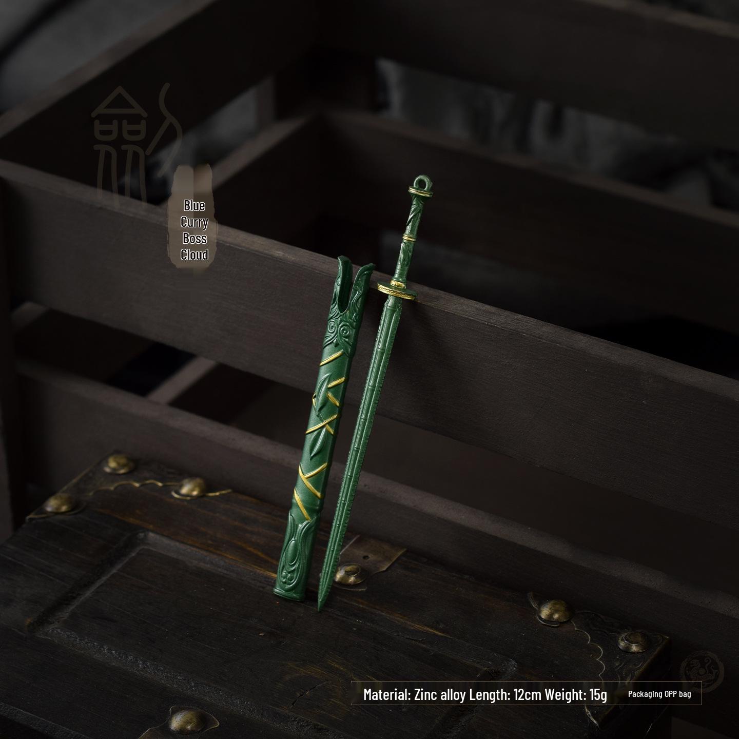 12cm Miniature Green Bamboo Cloud Sword Model - Unsharpened