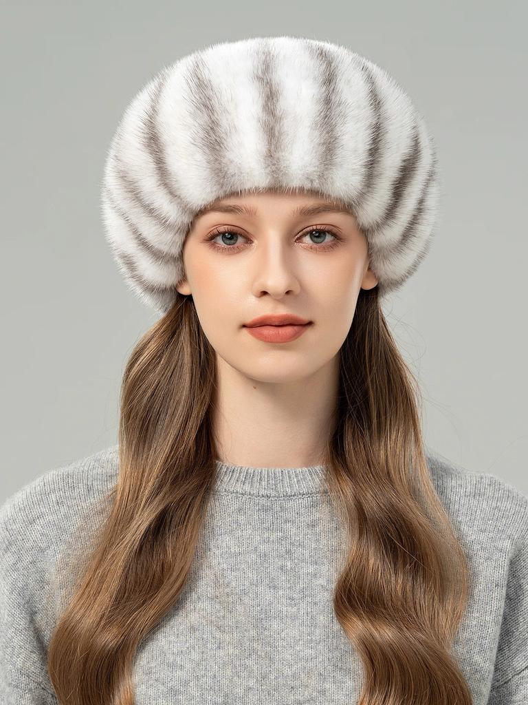 Luxury Women's Winter Bucket Hat Elegant Warm Fashion Real Mink Fur Cap for Casual Travel Cycling-Factory