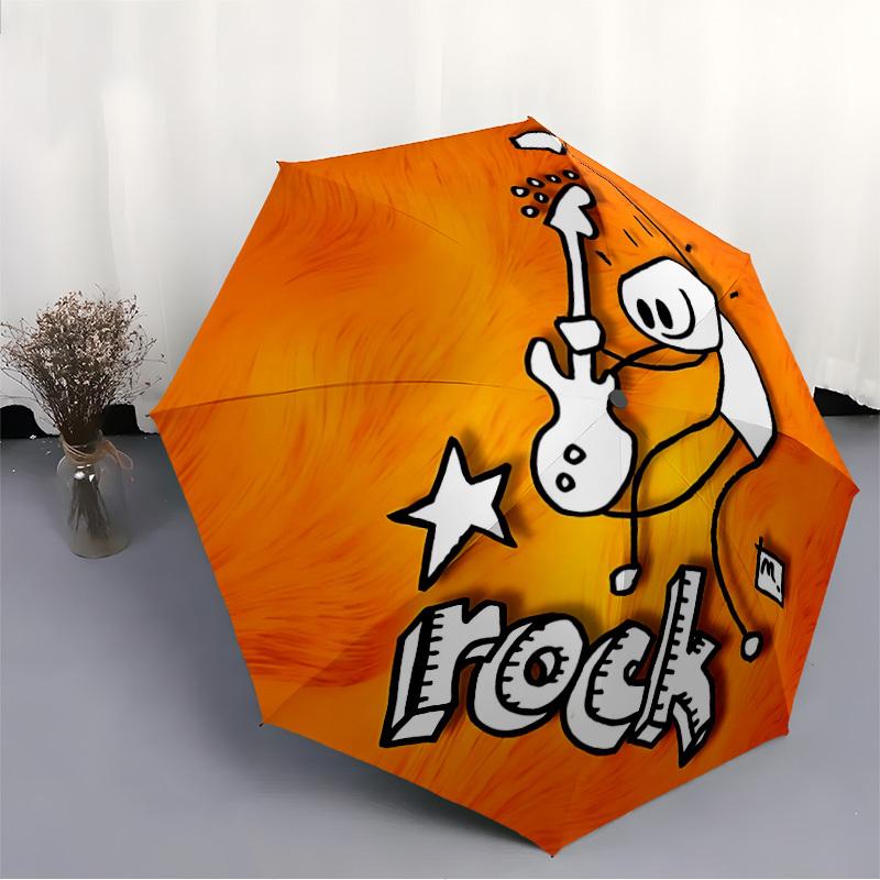 1pc Guitarist, Rockstar Automatic Open/Close Umbrella 8-Rib Strong Frame, Portable Travel Umbrella for Women & Men, Birthday Gift Parties 036