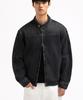 Underoff Gewaschene Cropped Denim Bikerjacke Schwarz