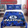 3pcs Duvet Cover Set (1*Duvet Cover + 2*Pillowcase, Without Core), Custom Name Chelsea F.C Pattern Bedding Set, Home Bedroom Decor Gift