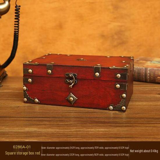 

Антикварная деревянная шкатулка для хранения ювелирных изделий в европейском стиле - Декоративная подарочная коробка