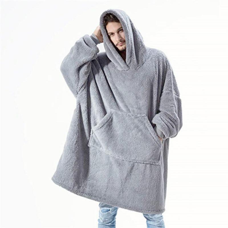 Autumn Winter Comfort Loose Double-sided Velvet Hoodie Thickened Wearable Blanket New Home Clothing