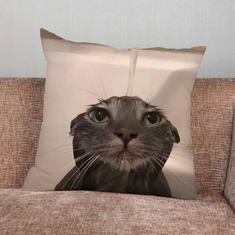 Pet Cat Funny memes Pillow Case For Home Bedroom Car Office Decoration Living Room Sofa Cushion Cover Suitable