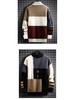 Men's Japanese Retro Color Block Knit Sweater - Autumn/Winter Long Sleeve Casual Pullover
