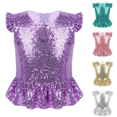 Mädchen Party Crop Tops Meerjungfrau Kostüm Pailletten Rüschen Sparkle Tank Top Weste für Halloween Karneval Geburtstag