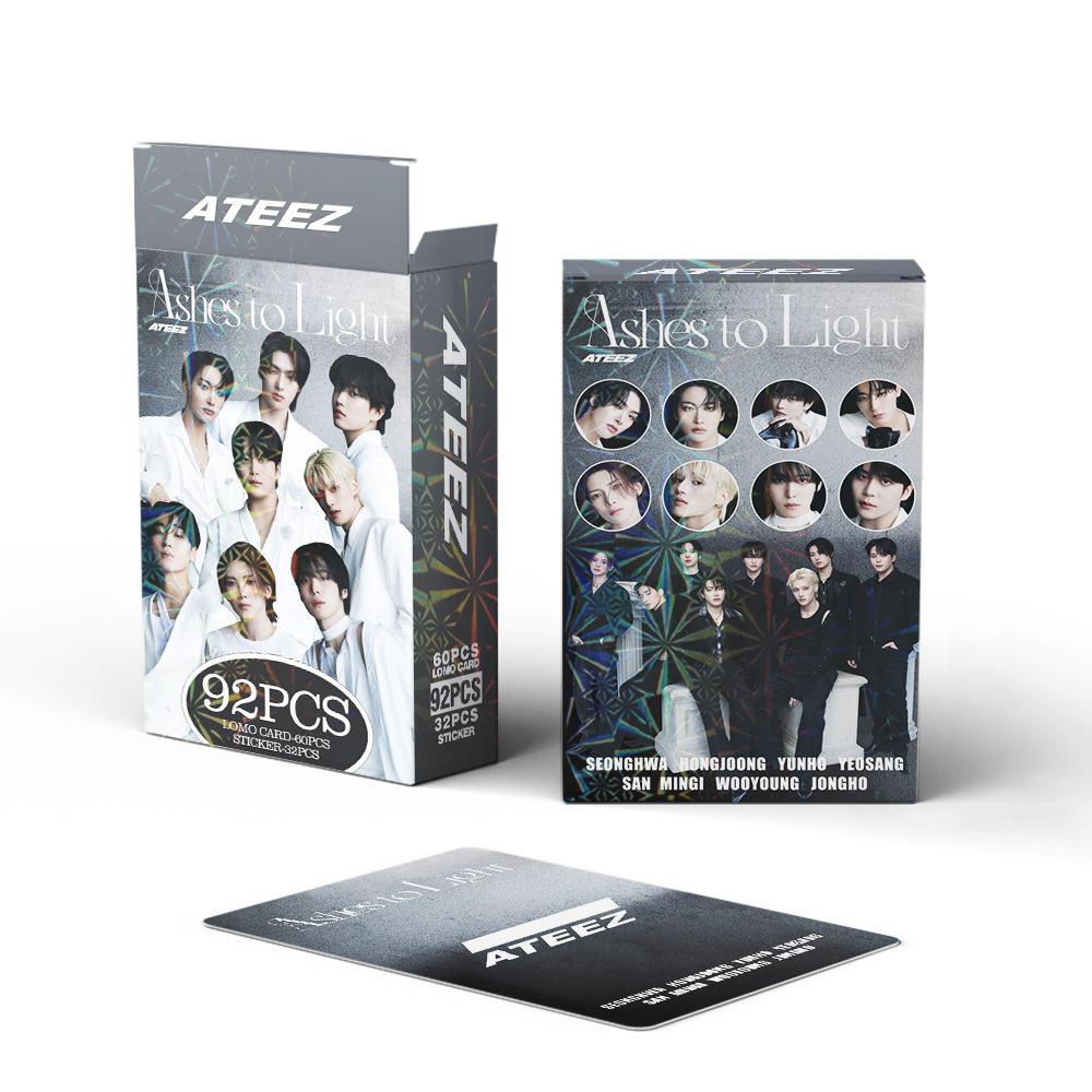 92-Piece Ateez Latest Album 'Ashes To Light' Star Stickers Lomo Card Merchandise Photo Cards, Birthday Surprise Present