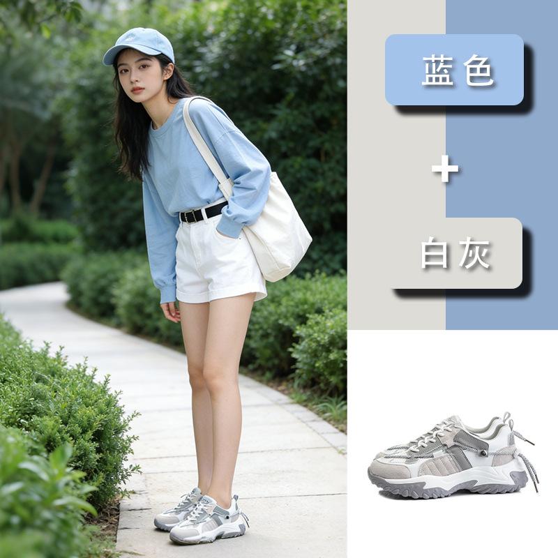 Leather dad shoes women's spring women's casual single shoes sports women's shoes shallow flat shoes children's tide