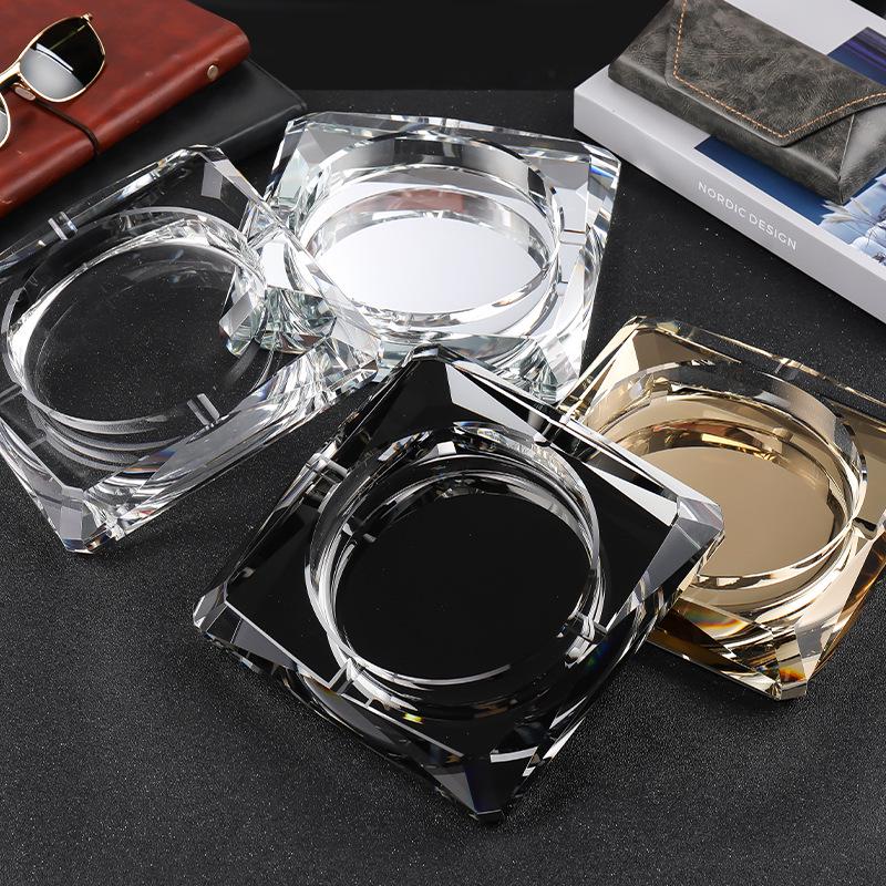 Premium Crystal Ashtray for Home and Office with Custom Logo Engraving - Elegant Gift for Living Rooms, KTV, and Corporate Settings