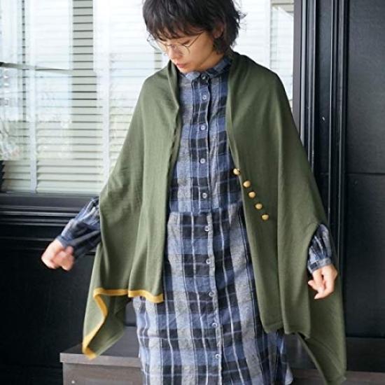 Autumn Nico Stole Poncho Kinomi Colors Merino Wool Stylish for Women [Saifuku Co., Ltd.] (5 Available) Cardigan, Thick, Fall/Winter Throw, (Mocha) #07