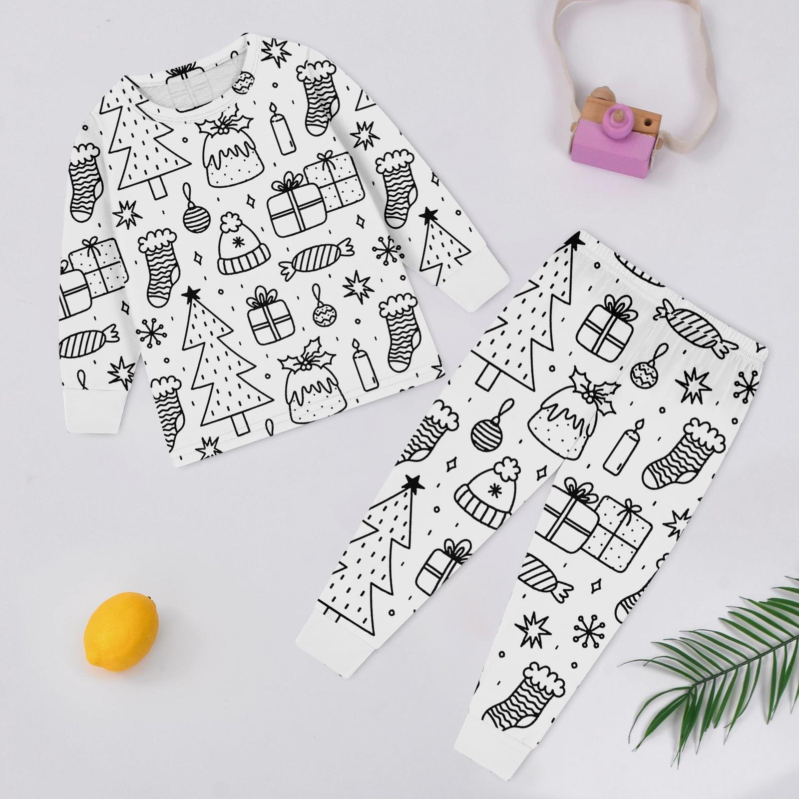 

Детский модный комплект: Рождественский топ с дудлами и брюки с длинным рукавом и круглым вырезом 160