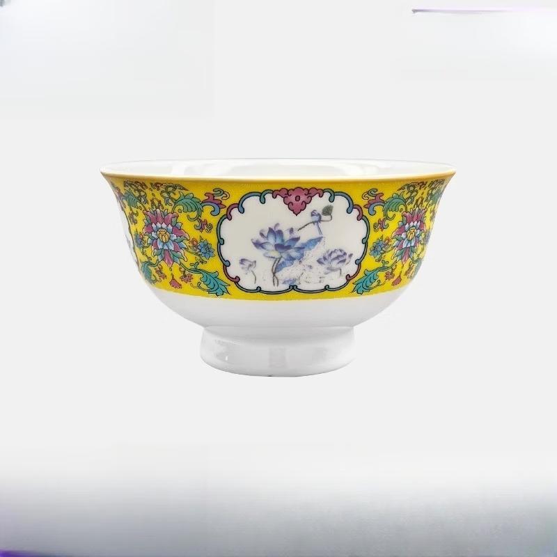 Double Dragon Enamel Ceramic Footed Bowl Set