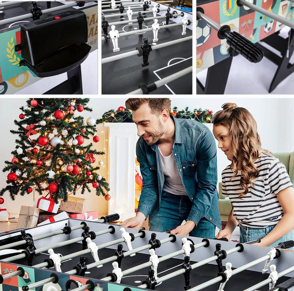 4-in-1 Multi-Purpose Game Table Set for Kids, Includes Pool Table, Ping-Pong Table, Soccer Table, and Slide Hockey Table, Perfect for Parent-Child