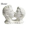 High-end Soft Decoration Display 3D Printed Couple Kissing Head Sculpture, White Modern Art Statue Anniversary Romantic Craft for Living Room Bedroom,