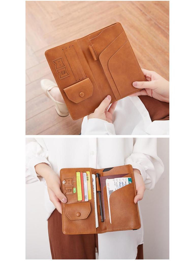 Xiangyin Dámská Velkokapacitní Multifunkční Kožená Peněženka a Cestovní Pasová Spojka